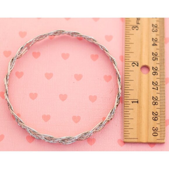 Vintage Unique Braids Silver Tone Elegant Bangle Bracelet 8 inch - X19 - Picture 3 of 3